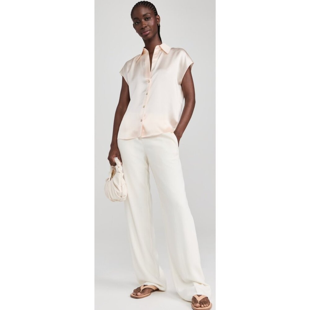 Vince Cap Sleeve Ruched Back Blouse top shirt size S - Picture 2 of 10